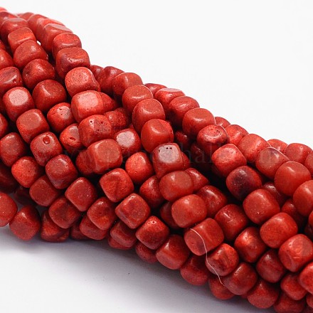 Synthetic Grass Coral Cube Beads Strands CORA-E030-08-1