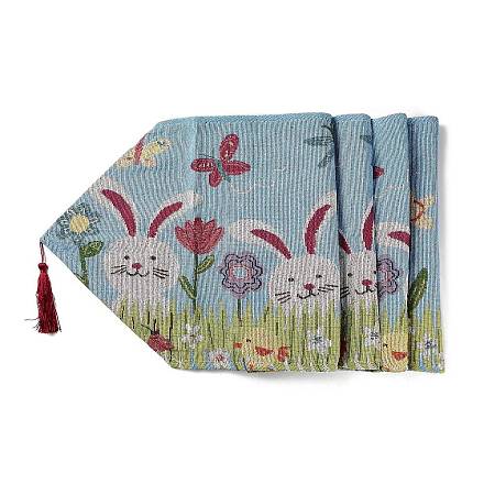 Chemins de table tricotés en polyester et tissu non tissé sur le thème de Pâques AJEW-G051-01C-1