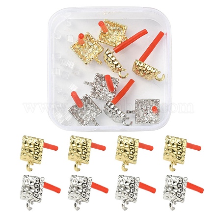 8 pièces 2 couleurs support placage alliage boucles d'oreilles accessoires FIND-YW0003-82C-1