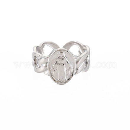 304 anillo redondo plano de acero inoxidable con virgen mary open cuff para mujer RJEW-S405-176P-1