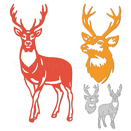 GLOBLELAND 2Pcs Realistic Forest Deer Cutting Dies Metal Deer Head Die Cuts Embossing Stencils Template for Paper Card Making Decoration DIY Scrapbooking Album Craft Decor DIY-WH0309-814-1