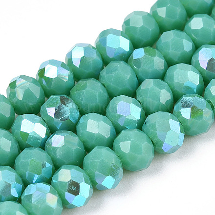 Electroplate Opaque Solid Color Glass Beads Strands EGLA-A034-P6mm-L25-1
