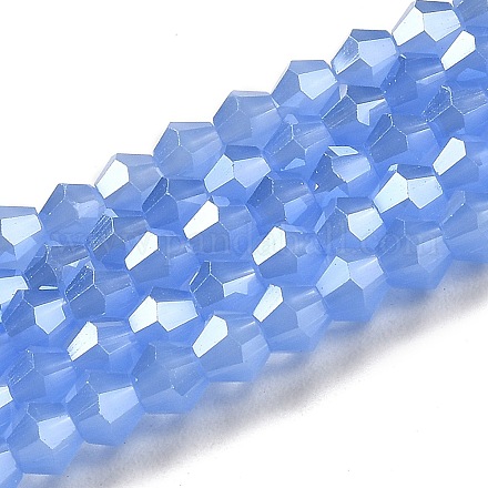 Imitation Jade Electroplate Glass Beads Strands GLAA-F029-J4mm-C04-1