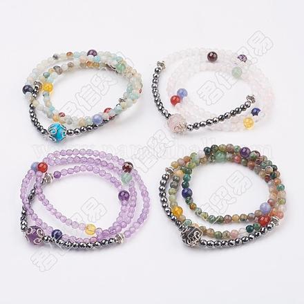 Natural & Synthetic Mixed Stone Beads Wrap Bracelets BJEW-JB03591-1