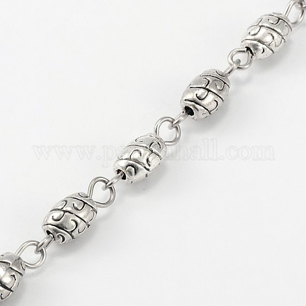 Tibetano Handmade perline barile lega di stile catena per collane bracciali fare AJEW-JB00081-04-1