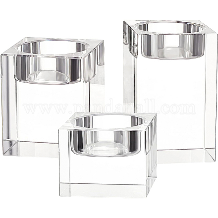 BENECREAT 3Pcs 3 Styles K9 Glass Candle Holder GLAA-BC0001-10-1