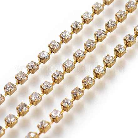 2.5mm Wide Silver Tone Grade A Garment Decorative Trimming Brass Crystal Rhinestone Cup Strass Chains X-CHC-S8-G-1