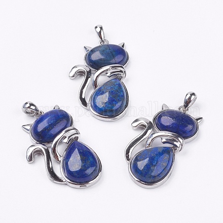 Pendentifs chaton lapis lazuli naturel X-G-G713-B14-1