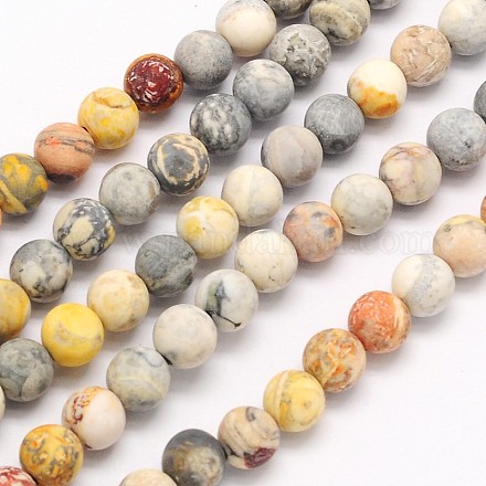 Fili di perline di pietra di picasso naturale smerigliato / diaspro picasso G-N0166-58-8mm-1