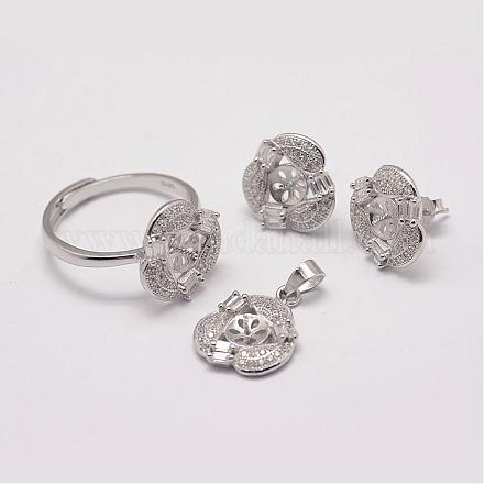 Colgantes de plata esterlina y orejeras y anillos conjuntos de joyería SJEW-P083-11-1