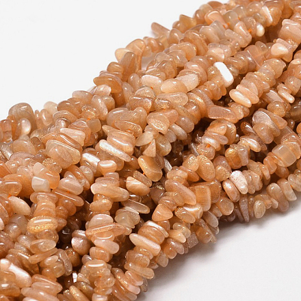 Natural Sunstone Chip Beads Strands G-E271-87-1
