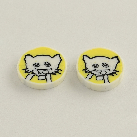 Handmade Kitten Polymer Clay Cabochons for Ear Studs Making CLAY-R057-03G-1