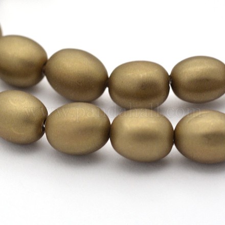 Frosted Oval Shell Pearl Bead Strands BSHE-M010-20-1