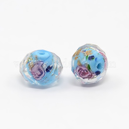 Perles vernissées de fleur intérieur manuelles X-LAMP-S001-12mm-02-1