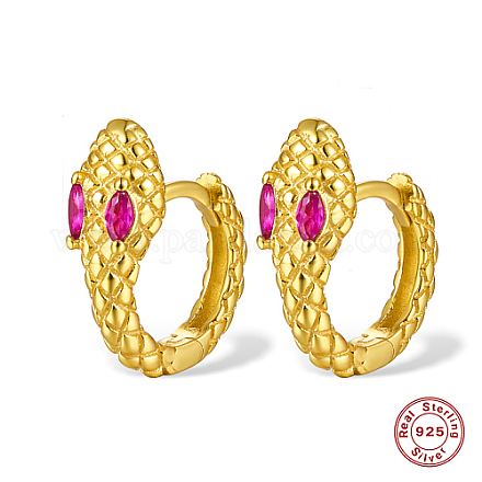 Snake Shape Real 18K Gold Plated 925 Sterling Sliver Micro Pave Cubic Zirconia Hoop Earrings DI7310-4-1