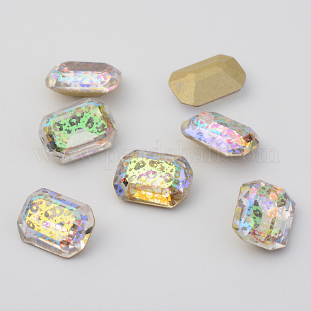 Cabochons de rhinestone de vidrio plateado EGLA-Q071-10x14mm-01-1