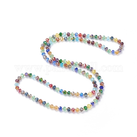 Electroplate Faceted Abacus Glass Beaded Necklaces NJEW-JN02623-1
