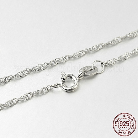 Trendy Rhodium Plated 925 Sterling Silver Chain Necklaces STER-M050-B-18-1
