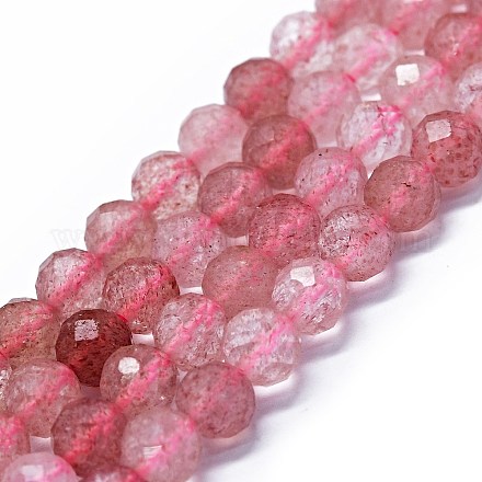 Chapelets de perles aux fraises en quartz naturel G-G927-27-1