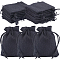 24Pcs Burlap Packing Pouches Drawstring Bags, Rectangle, Black, 9x7cm