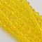 Faceted Bicone Glass Beads Strands, Yellow, 3.5x3mm, Hole: 1mm, about about 107~110pcs/strand, 32.5~34cm