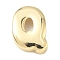 Brass Initial Beads, Real 18K Gold Plated, Long-Lasting Plated, Rack Plating, Lead Free & Cadmium Free, Letter Q, 20.5x16.5x6.5mm, Hole: 8.5x3.5mm