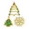 3Pcs 3 Styles Christmas Theme Glass Seed Beaded Pendants, Mixed Shapes, with Golden Alloy Pendants, Mixed Color, 31~44x27~35x2~5mm, Hole: 1.6~2.5mm, 1pc/style