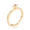 Brass Micro Pave Cubic Zirconia Cup Peg Ring Settings, Adjustable Ring Settings for Half Drilled Beads, Real 18K Gold Plated, Pin: 0.9mm, 4mm, Inner Diameter: 17mm