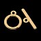 Nickel Free & Lead Free Golden Jewelry Clasps Alloy Ring Toggle Clasps, Long-Lasting Plated, Ring: 18x15x2mm, Hole: 2mm, Bar: 7x23x2mm, Hole: 2mm
