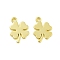 Rack Plating Alloy Pendant, Electroplate Nickel Cadmium Free & Lead Free, Four-Leaf Clover, Real 18K Gold Plated, 16x8x1mm, Hole: 1mm