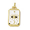Alloy Enamel Pendants, Rectangle, Tarot Pattern Charm, Golden, White, Eye Pattern, 26x14x2mm, Hole: 2x3mm