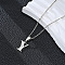 201 Stainless Steel Crystal Rhinestone Initial Pendant Necklaces, Stainless Steel Color, Non-Tarnish, Letter Y, 15.75 inch(40cm)