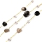 Handmade Natural Rutilated Quartz Nuggest Beaded Chains, Soldered, with ABS Plastic Beads and Rack Plating Brass Findings, Long-Lasting Plated, Lead Free & Cadmium Free, with Spool, Real 18K Gold Plated, 4~7x6~12x3~5mm