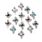 Brass Micro Pave Cubic Zirconia Connector Charms, Butterfly, Platinum, Mixed Color, 19.5x13.5x4mm, Hole: 1.7mm