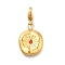 Flat Round 304 Stainless Steel Rhinestone Pendants Decoration, with Lobster Claw Clasps, Ion Plating(IP), Real 14K Gold Plated, Light Siam, 18.5x13.5x3mm
