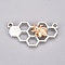 Alloy Pendants, Honeycomb with Bees, for Jewelry Making, Platinum & Golden, 29.5x16x5mm, Hole: 1.5mm
