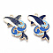 Eco-Friendly Alloy Enamel Pendants, Cadmium Free & Lead Free & Nickel Free, Whale, Light Gold, Royal Blue, 22x35x1.2mm, Hole: 1.8mm