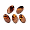Transparent Resin and Walnut Wood Pendants, Oval Charms with Gold Foil, Orange, 22x12.5x3.5mm, Hole: 2mm