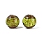 Handmade Gold Sand Lampwork Beads, Round, Green Yellow, 10mm, Hole: 1.4mm