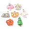Cute Resin Pendants, Mixed Shapes, with 201 Stainless Steel Loop, Mixed Color, 17.5~29.5x14~24.5x5.5~9.5mm, Hole: 2mm