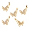 5Pcs Brass Micro Pave Clear Cubic Zirconia Pendants, with Jump Ring, Long-Lasting Plated, Butterfly, Real 18K Gold Plated, 26x19x3mm, Hole: 5x3mm