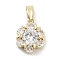 Brass Micro Pave Clear Cubic Zirconia Pendants, Flower Charms, Real 18K Gold Plated, 13x10x4mm, Hole: 4.5x2.5mm