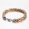201 Stainless Steel Byzantine Chain Bracelets, with Lobster Clasps, Golden & Stainless Steel Color, 9 inch(230mm), 7mm