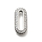 Brass Micro Pave Clear Cubic Zirconia Oval Linking Rings, Long-Lasting Plated, Lead Free & Cadmium Free, Rack Plating, Platinum, 18x8x3mm, Inner Diameter: 3x13mm