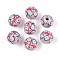 Bohemian Style Printed Schima Wood Beads, Round, Crimson, 14.2~15x16~16.5mm, Hole: 3.7~4.3mm