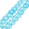Transparent Glass Beads Strands, Elephant, Deep Sky Blue, 10x12x3mm, Hole: 1mm, about 45~48pcs/strand, 14~14.5 inch(36~37cm)