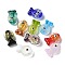 Handmade Foil Lampwork Fish Beads, with Enamel, Gradient Color, Mixed Color, 20x23x8.5mm, Hole: 1.8mm