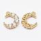 Brass Micro Pave Grade AAA Cubic Zirconia Charms, Moon, Lead Free & Nickel Free & Cadmium Free, Real 18K Gold Plated, 12x10x3mm, Hole: 1mm