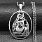 304 Stainless Steel Oval with Hollow Juses Pendant Necklaces, Stainless Steel Color, 23.62 inch(60cm)