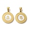 Ion Plating(IP) 304 Stainless Steel Pendants, Flat Round Shell Charms with Letter, Golden, Letter S, 20.5x17.5x1.5mm, Hole: 2.5x4.5mm